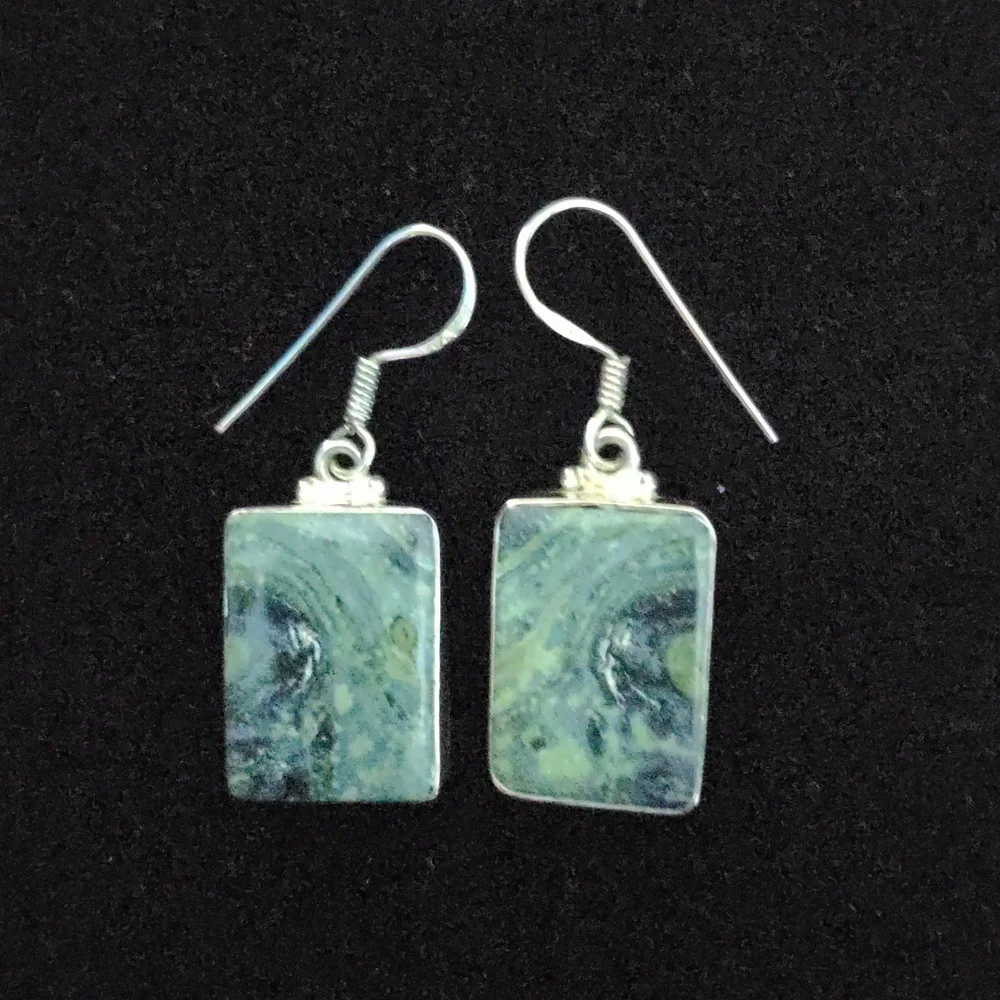 New Green Kabamba Gemstone Earrings, Silver, Drop Dangle, Shepherd Hooks, Boxed - Picture 1 of 4